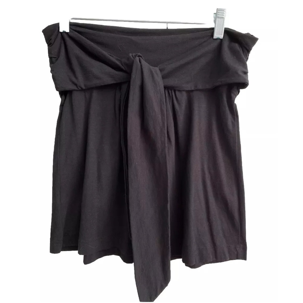 Theory Cotton Skirt Bambina Mini Tie Waist Black Medium NWT